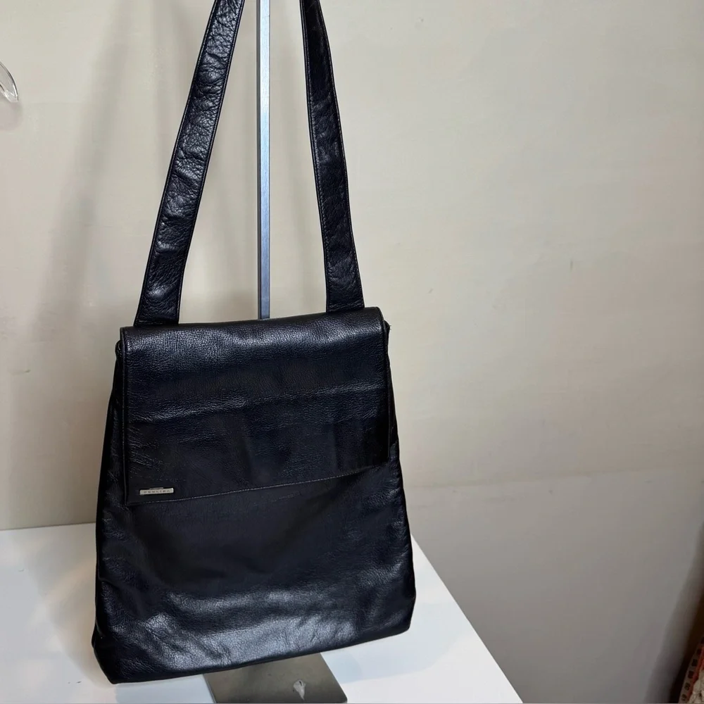 Perlina New York Black Leather Shoulder Bag